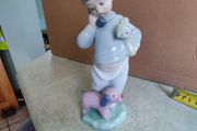 Beautiful Lladro / NAO  Boy On Phone With Dog and Teddy  Figurine - Nice Piece