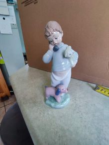 Beautiful Lladro / NAO  Boy On Phone With Dog and Teddy  Figurine - Nice Piece