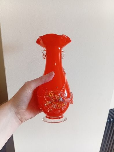Vintage chinese plum blossom glass, set of 4, job lot, murano -style art galss