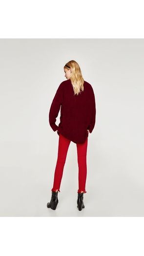 Zara destroyed ripped raw hem red skinny jeans size 6 BNWT