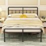 Small Double Bed Frame with Headboard and Footboard 120x190cm,46 cm High Bed frame small double with Steel Slats Support, Noise Free, Easy Assembly, Black Image 5