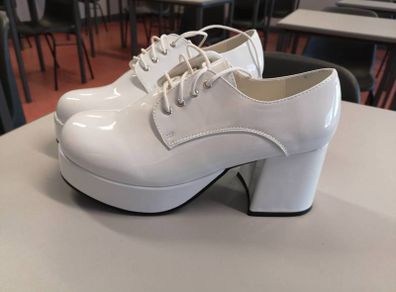 70s Costume White Platforms (Size UK 7-8)