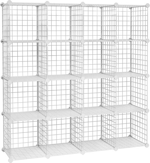 16 Cube Metal Wire Storage Organiser, DIY Closet Cabinet and Modular Shelving Grids, Wire Mesh Shelves and Rack (FREE SHIPPING)