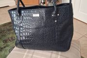 Osprey of London Navy Patent Crocodile Leather Handbag