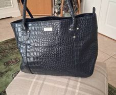 Osprey of London Navy Patent Crocodile Leather Handbag
