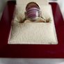 Vintage Sterling Silver 925 Purple Striped Agate Ring size P - 2,82g Image 3