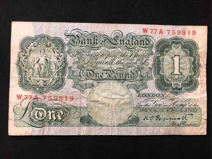 One pound banknote from England