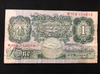 One pound banknote from England