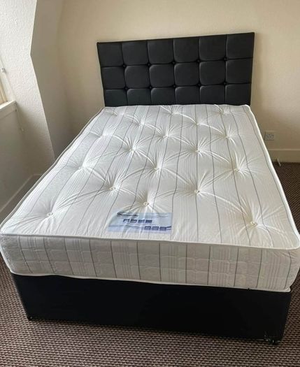 New Stylish Double 4ft, 4ft6 Divan Beds With Optional Drawers And Tufted Mattresses Instock. Multiple Headboard Options Available. Free Delivery