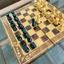 Vintage Decorative Foldable Chessboard with Hand Carved Detail and Chess Pieces 26 cm Square Image 6
