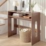 Walnut Wooden Console Table - Farmhouse Narrow Hallway Table with Storage, Behind Sofa Table for Entryway & Living Room Image 4
