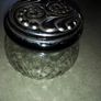 glass  trinket dish with lid. Image 2