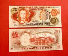 Philippines. 20  Piso  1973  Pick 155a  ( Uncirculated )