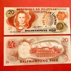 Philippines. 20  Piso  1973  Pick 155a  ( Uncirculated )