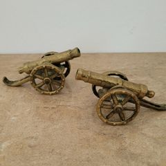 Vintage pair of brass canons
