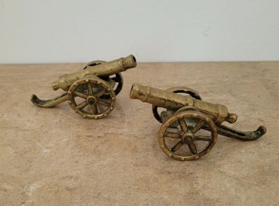 Vintage pair of brass canons