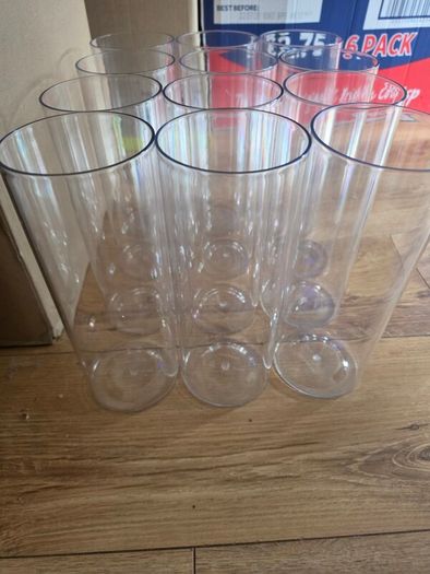 12 Clear Acrylic Cylinder Vases