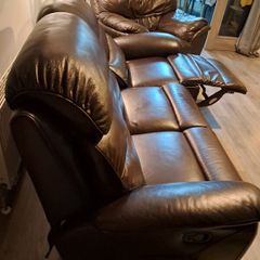 Recliner leather couch [ 2 armchairs are free]