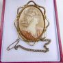 Vintage Gold Plated Shell Ornate Cameo Image 2