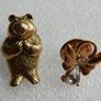 Vintage Teddy Bear Pin Gold Tone and Vintage Gold Tone Faux Diamond Angel Lapel Pin Image 3