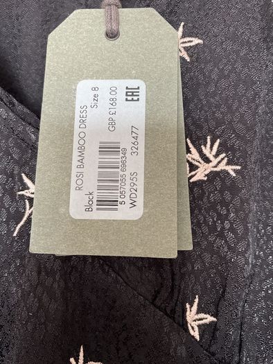 New All Saints Rosa Bamboo Dress size 8