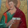 Vintage Hand Painted religious Icon of St Luke on wood Byzantine style Image 5