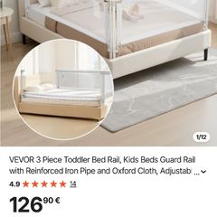 VEVOR 3 Sided Toddler Bed Rail, Excellent Condition 54121381948