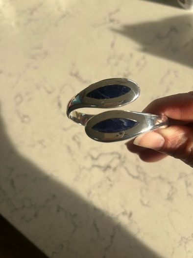 Vintage Solid Silver Mexican Taxco Bracelet Sodalite Stones
