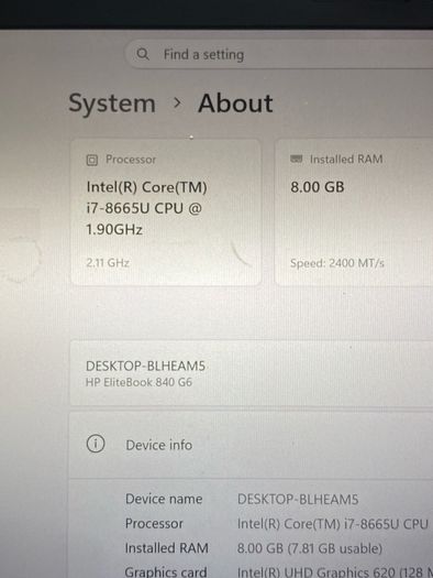 4 x HP elitebook i7 pro 8/256 windows 11