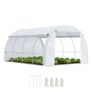 4 x 3 x 2 m Polytunnel Greenhouse w/ Roll-up Side Walls, Steel Frame Walk-in Grow House Tent w/ Zippered Door and 8 Windows and Reinforced Cover for Garden and Backyard, White Image 2