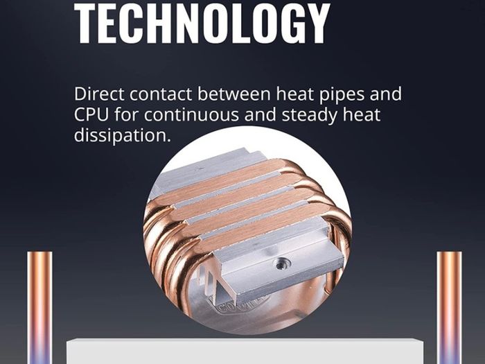 CPU Air Cooler - Low-Profile Cooling System, Direct Contact Technology, 4 Copper Heat Pipes, Compact Aluminium Heatsink with 92mm PWM Fan - AMD & Intel Compatible (FREE POSTAGE)