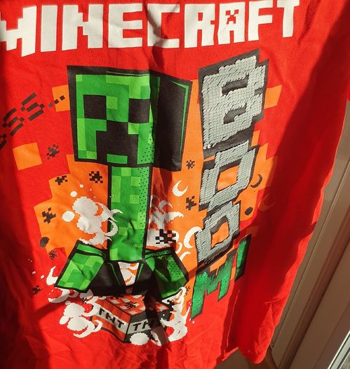 New Tags Minecraft  Tshirt Fantastic Reverse Sequin Boy/girl  Age 12/13 Yrs