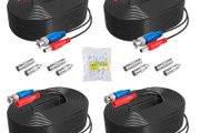 ANNKE 4 Pack 30M/100ft All-in-One BNC Video Power Cables, Extension Surveillance Camera Cables for CCTV Security DVR System Installation, 8 x BNC Connectors and 100pcs Cable Clips Included