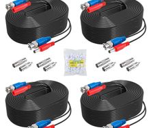 ANNKE 4 Pack 30M/100ft All-in-One BNC Video Power Cables, Extension Surveillance Camera Cables for CCTV Security DVR System Installation, 8 x BNC Connectors and 100pcs Cable Clips Included