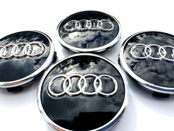 Set/4x 61mm Gloss BLACK 3D AUDI alloy wheel centre caps cap  4M0601170JG3 Hub Cover