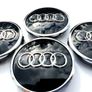 Set/4x 61mm Gloss BLACK 3D AUDI alloy wheel centre caps cap  4M0601170JG3 Hub Cover Image 2