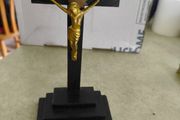 Catholic Crucifix  Cross Wooden Cross with Jesus gold paint matel