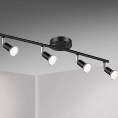 4 Way GU10 6W Ceiling Light Fitting, Spot Light Ceiling Spotlight Swiveling Lamp Light Bases Angle Adjustable (Bulbs Not Included)