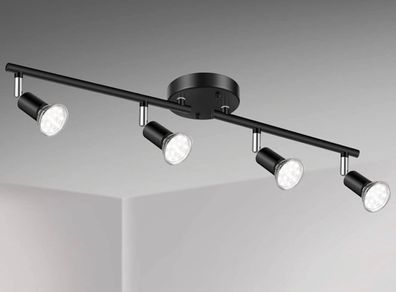 4 Way GU10 6W Ceiling Light Fitting, Spot Light Ceiling Spotlight Swiveling Lamp Light Bases Angle Adjustable (Bulbs Not Included)