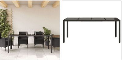 Garden Table with Glass Top Black