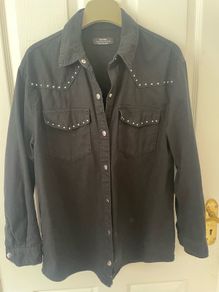Bershka Black Western Style Denim Shirt Medium