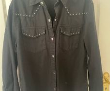 Bershka Black Western Style Denim Shirt Medium