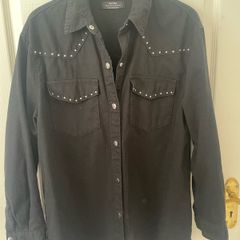 Bershka Black Western Style Denim Shirt Medium