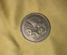 1975 Australia 5 Cents Coin - Echidna Design