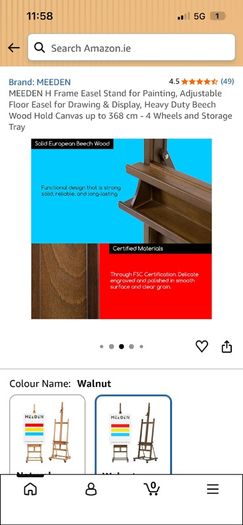 Meeden Adjustable dark wooden art easel