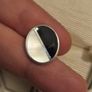 Vintage 925 Sterling Silver Mother of Pearl and Onyx Face Cufflinks with Chain Link Image 8