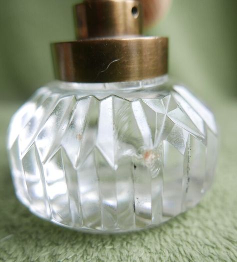 Vintage Iridescent Glass Perfume Bottle and Puffer.