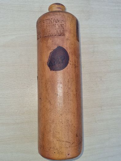 Antique stoneware bottle for Dutch gin (jenever)