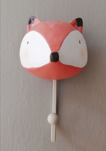 Ceramic hand painted fox wall hook