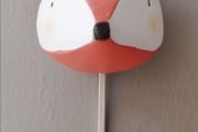 Ceramic hand painted fox wall hook